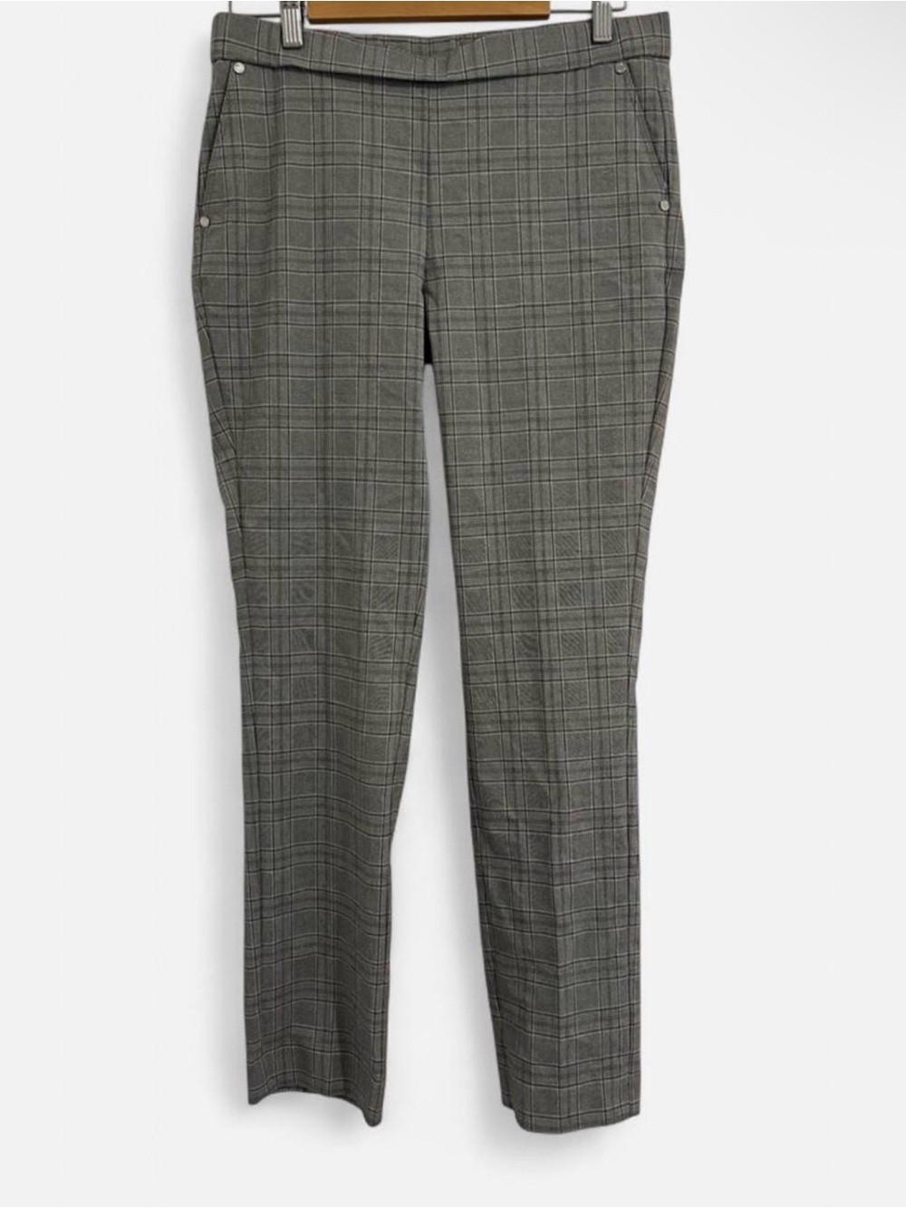 Anne Klein Women’s Gray Plaid Stretch Dress Pants